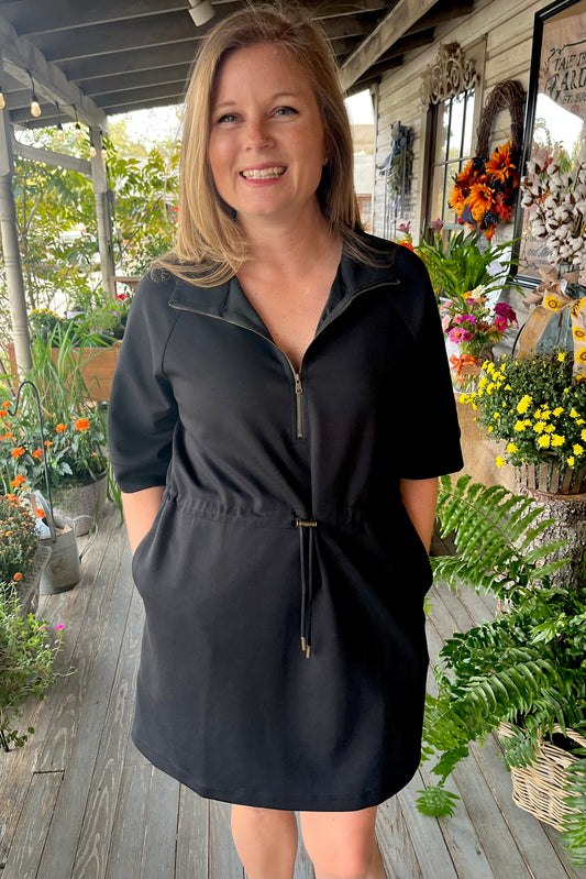 Black Cinch Waist Dress