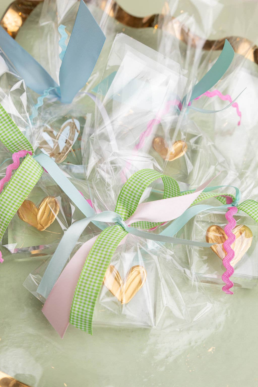 HappiesByAMS - Glass - 2x2 inch Glass Gold Hearts - *Not Wrapped*