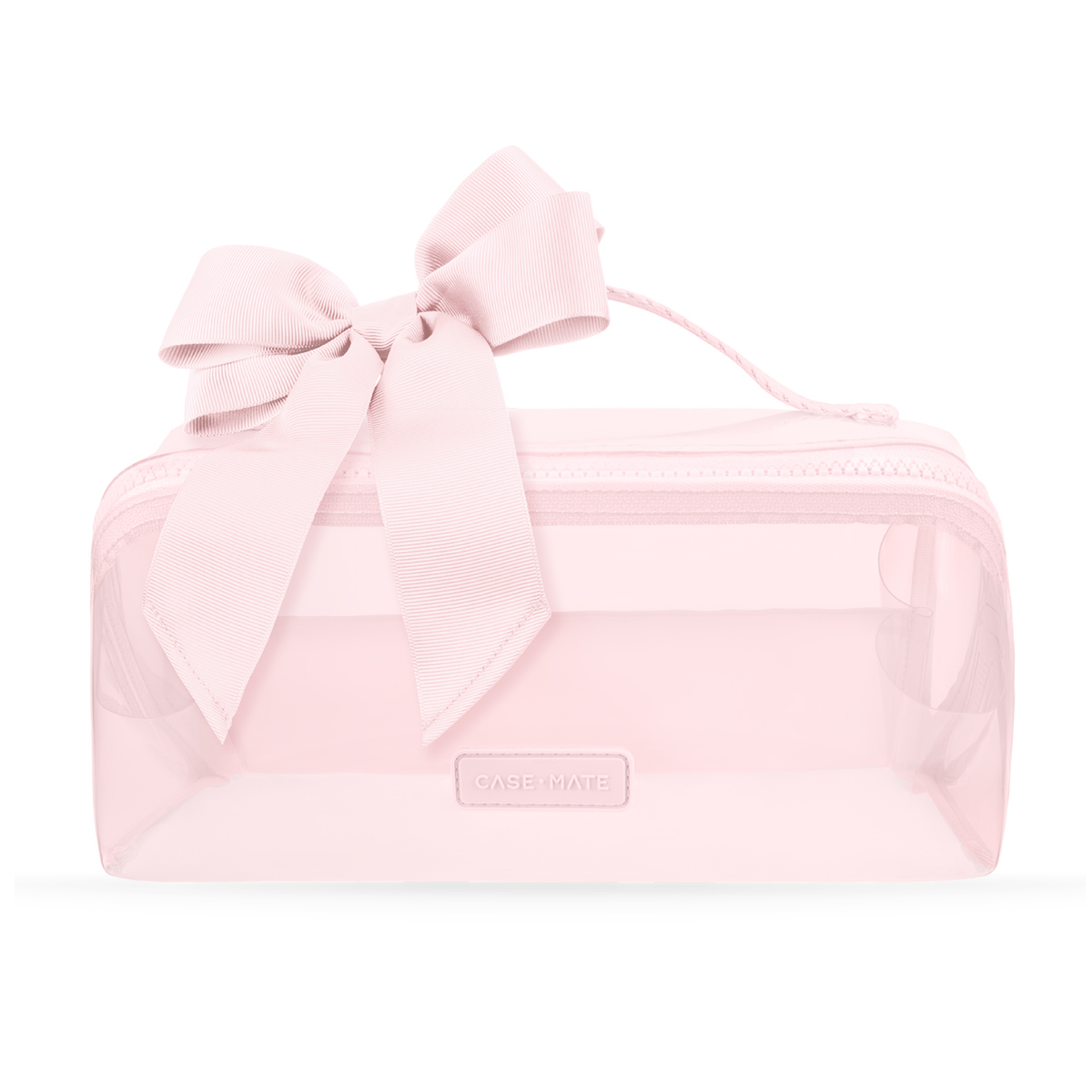 Case-Mate - Jelly Cosmetic Bag – Ballet Pink Bow Lay-Flat Makeup Bag