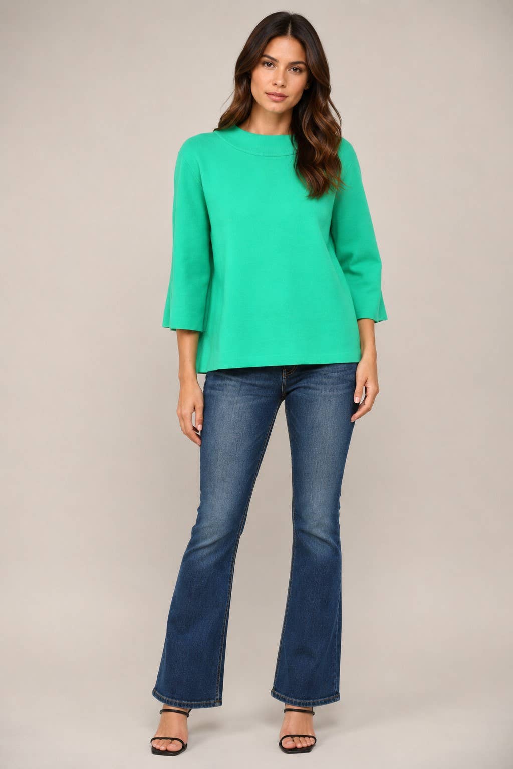 FATE - MOCK NECK PULL OVER SWEATER/BELL SLEEVE VA-35: Black / M