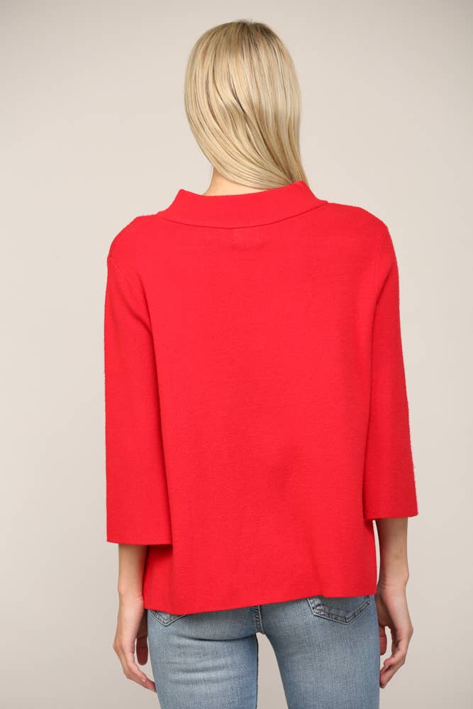 FATE - MOCK NECK PULL OVER SWEATER/BELL SLEEVE VA-35: Black / M
