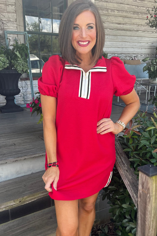 Mary Square Andie Dress | Red + Black
