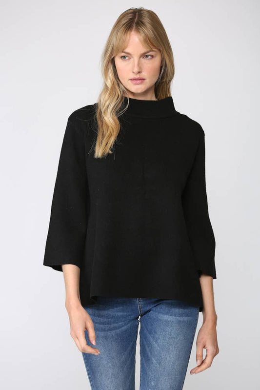 Mock Neck Knit Top | Black