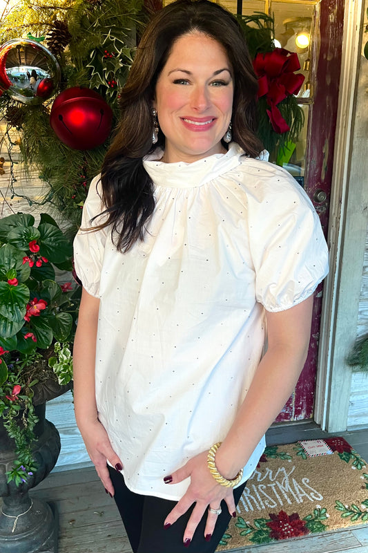 Ryan Bow Sparkle White Top