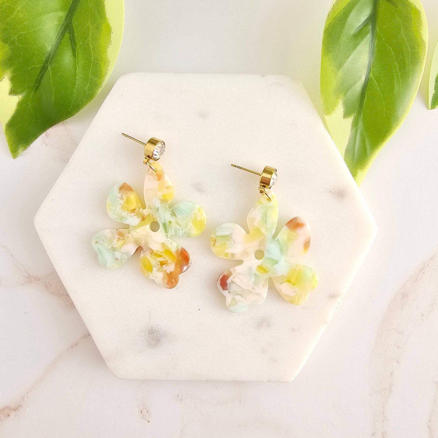 Spiffy & Splendid - Petunia Earrings - Citron Zest // Flower Spring Summer