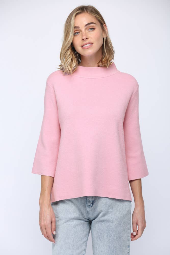 FATE - MOCK NECK PULL OVER SWEATER/BELL SLEEVE VA-35: Beige / L