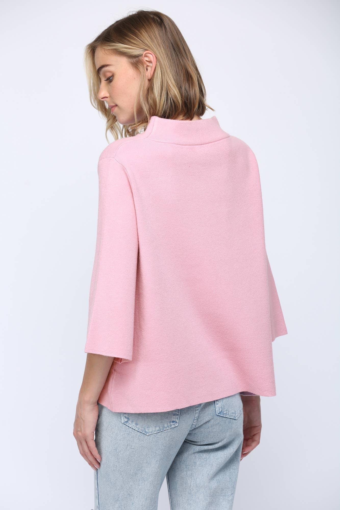 FATE - MOCK NECK PULL OVER SWEATER/BELL SLEEVE VA-35: Beige / L