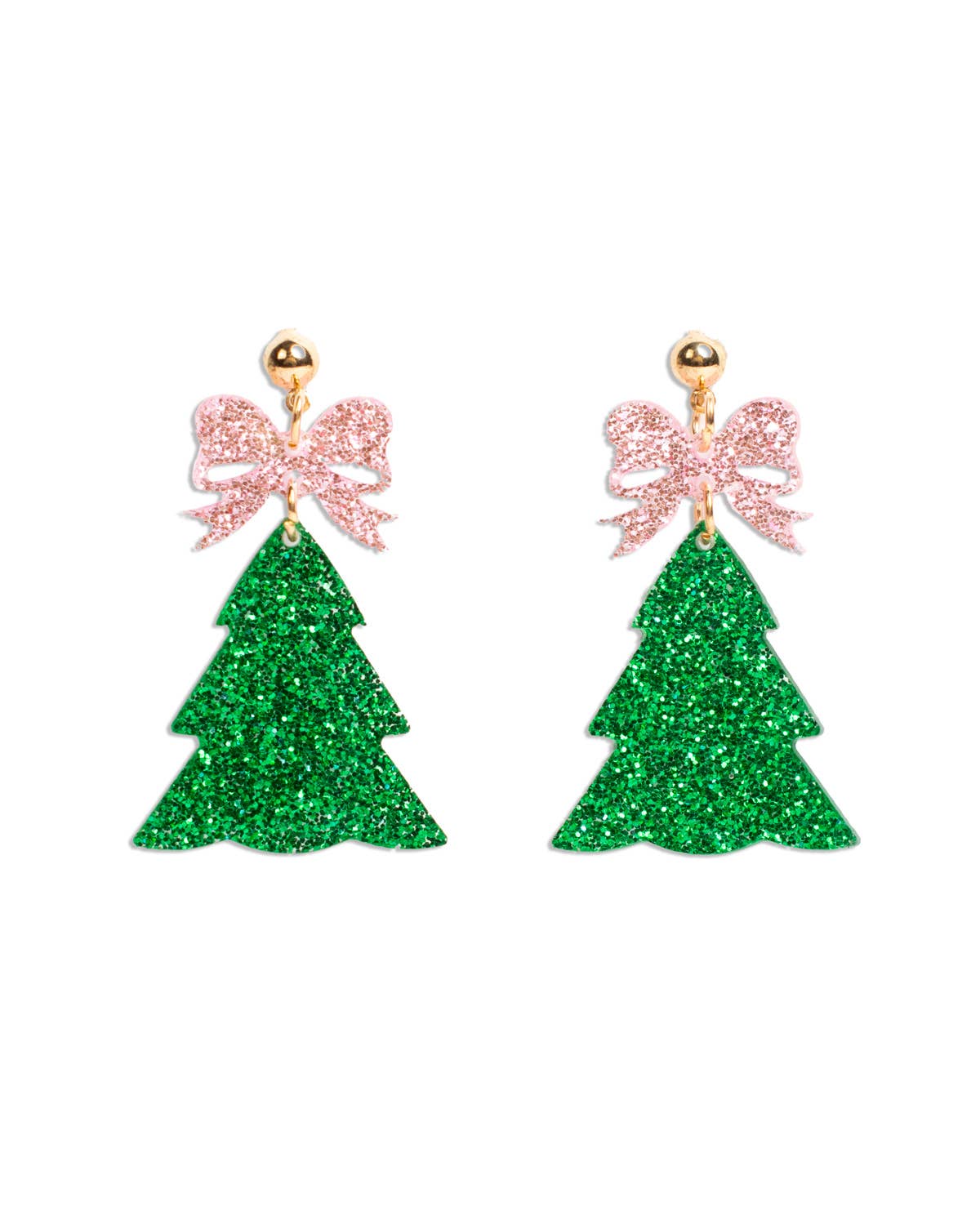 The Royal Standard - Bow Tree Earring   Green/Pink   2"