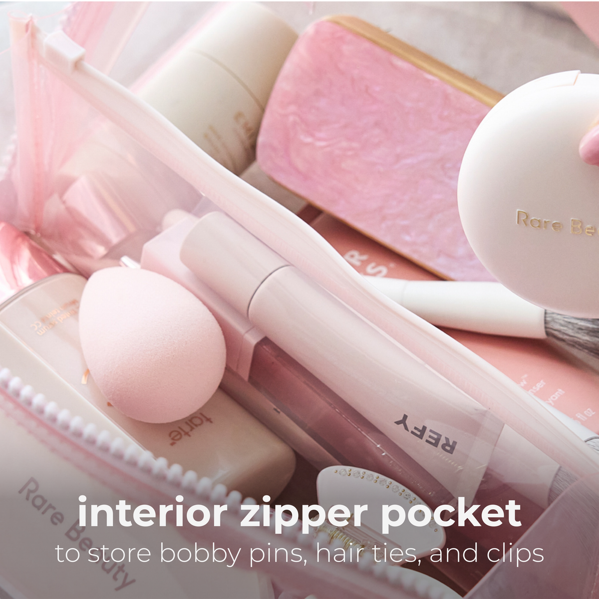 Case-Mate - Jelly Cosmetic Bag – Ballet Pink Bow Lay-Flat Makeup Bag