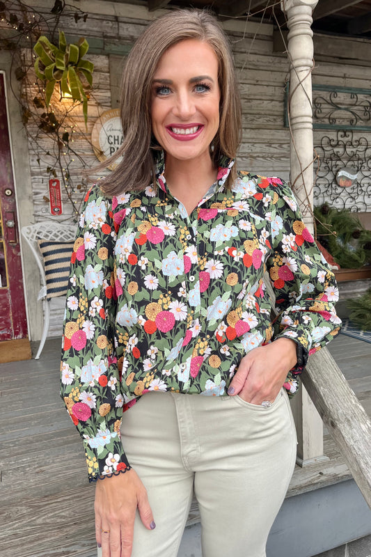 Meadow Bloom Button Front Top