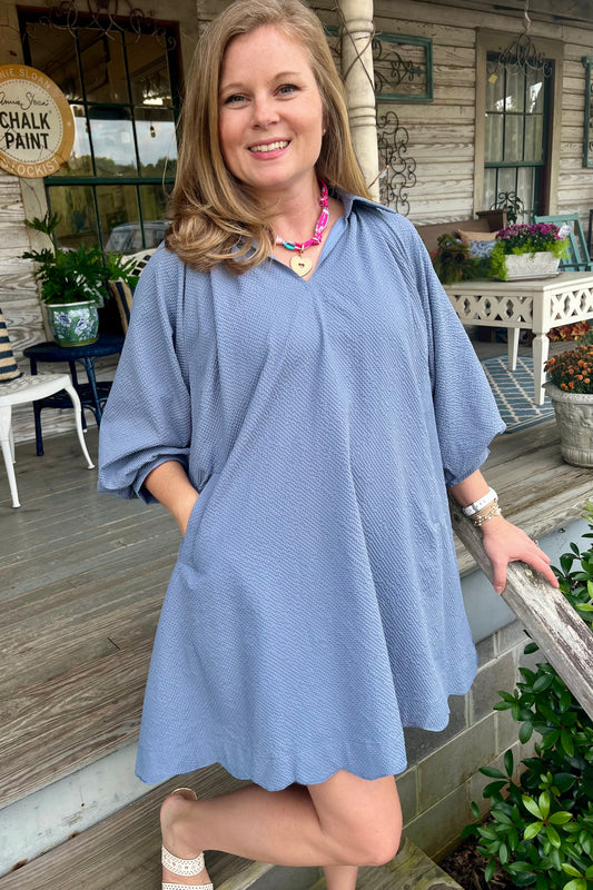 Grace Textured Dress | Slate Blue
