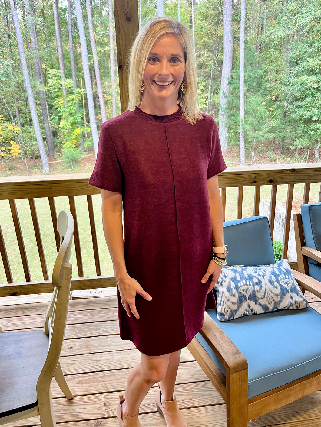 Smooth Sweater Dress - Burgundy