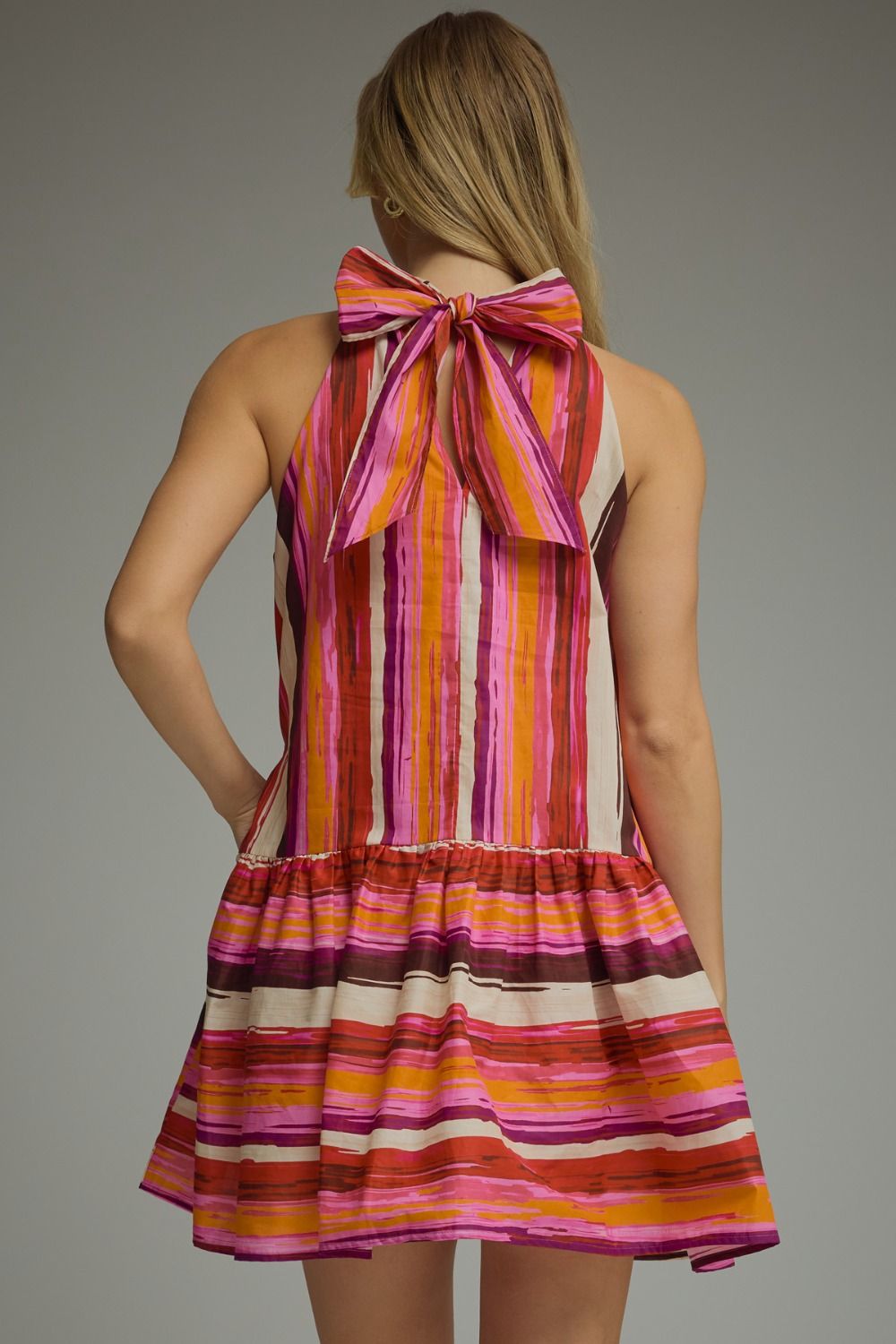 Warm Stripes Bow Dress