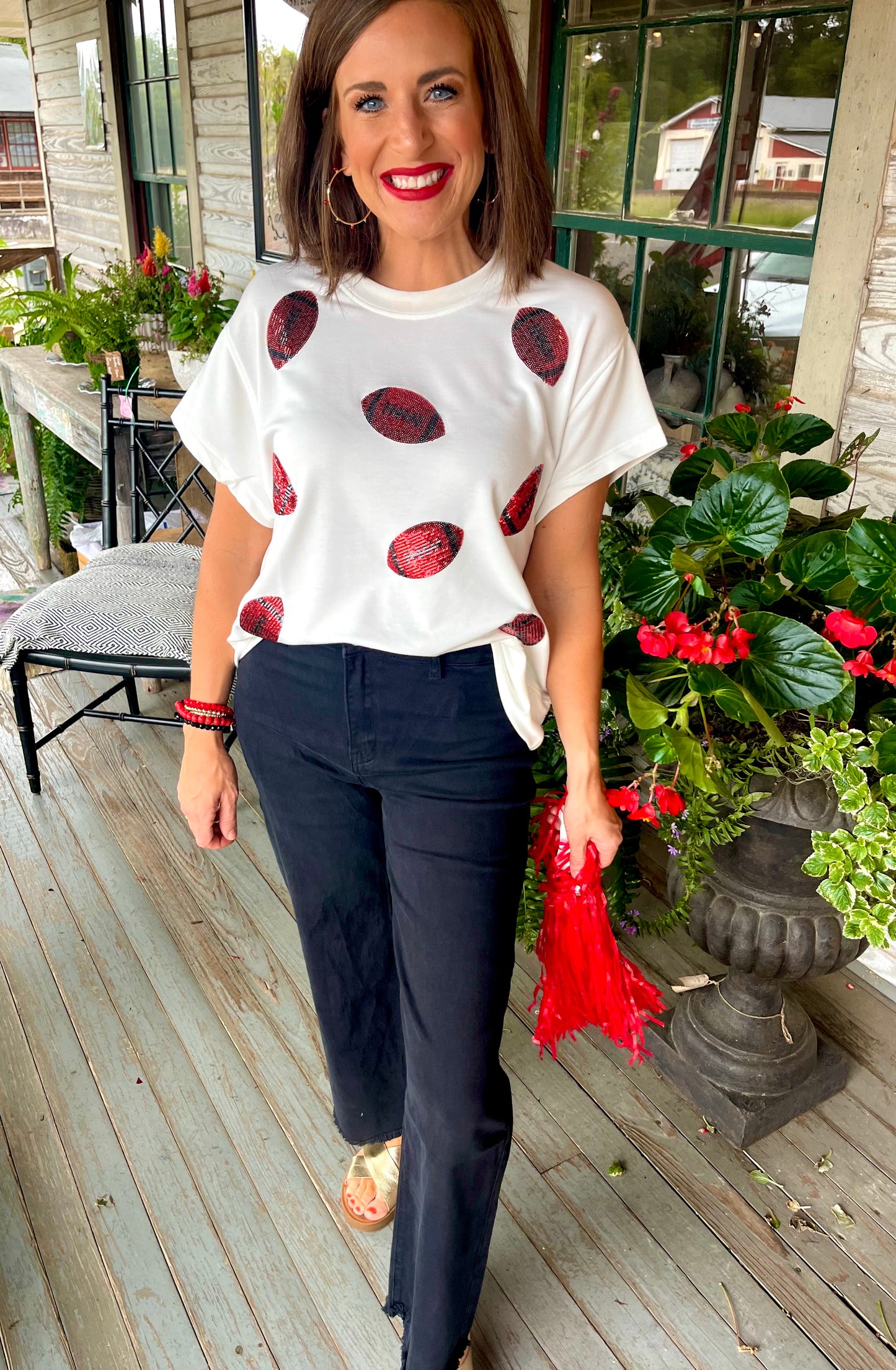 Mary Square Emily Top | Red + Black