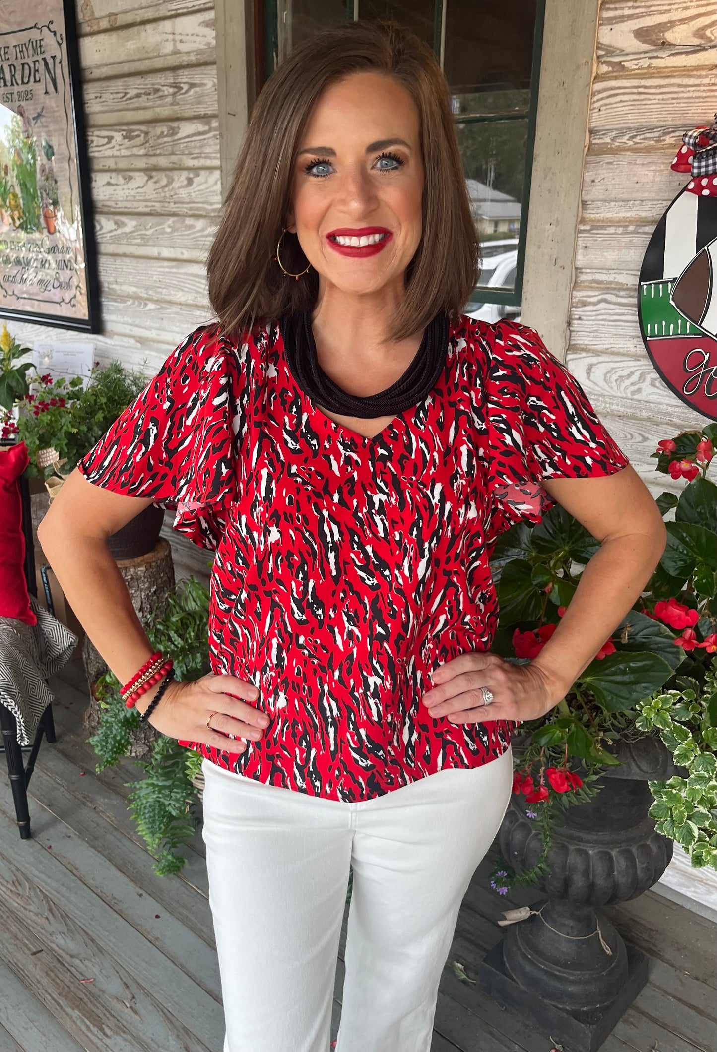 SALE Mary Square Red & Black Top