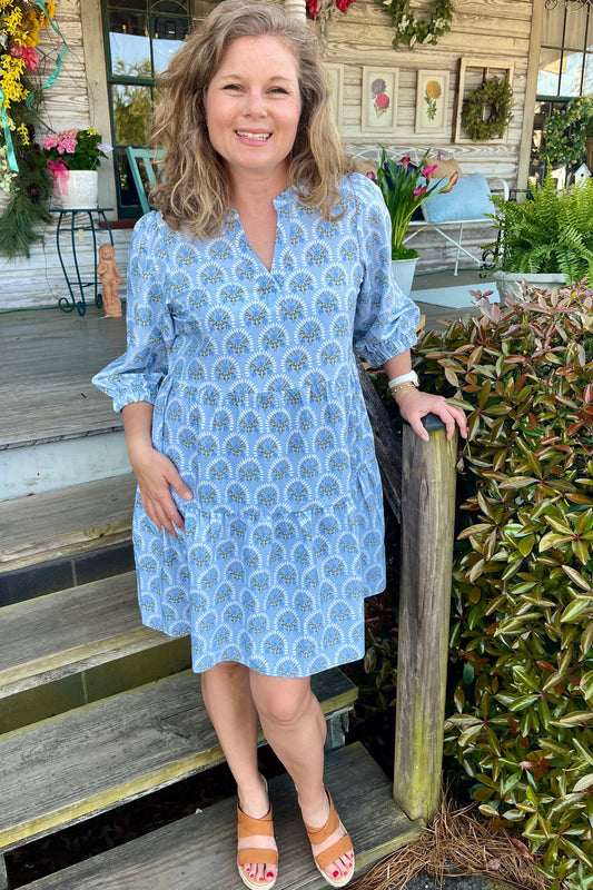 Mary Square - Cooper Dress | Botanica Blooms Blue