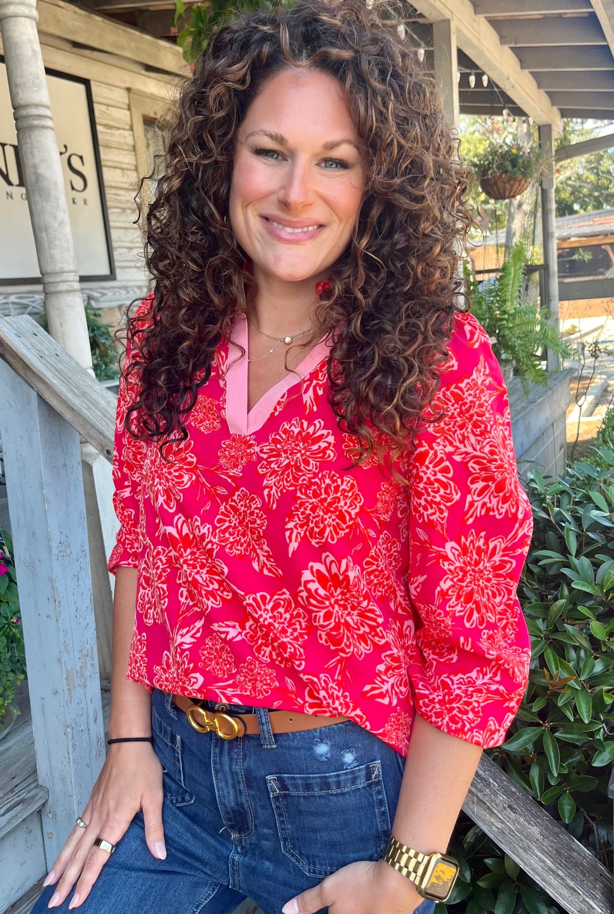 Mary Square Kayla Drift Blooms Top | Pink