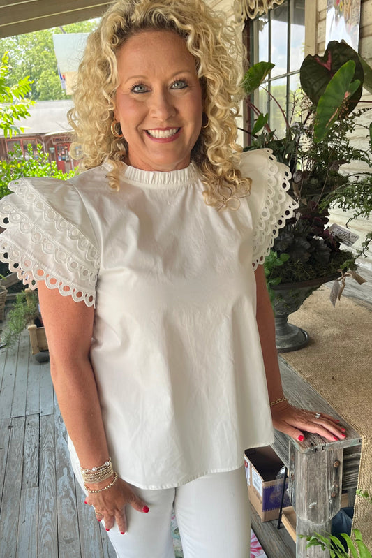 SALE White Eyelet Top