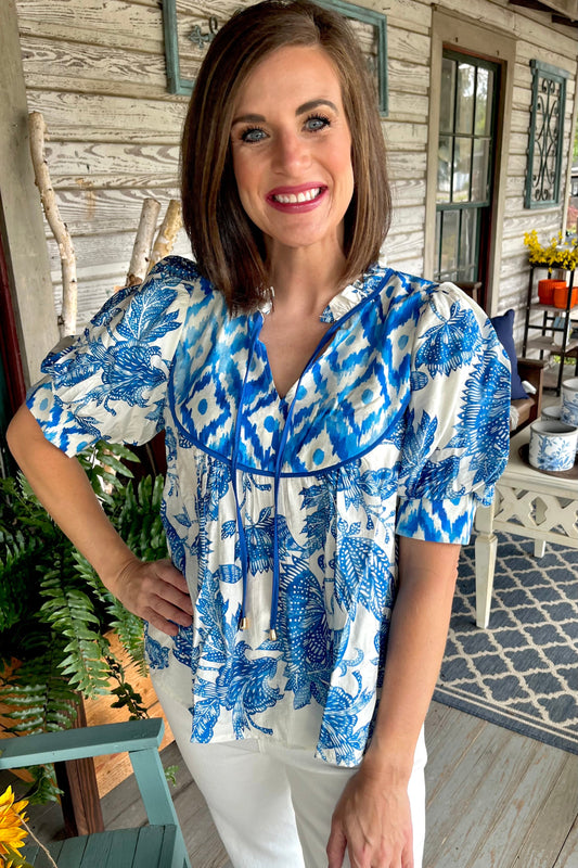 SALE Celeste Ikat Blouse | Blue