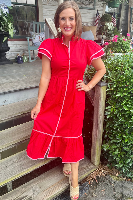 Davie Red Midi Dress