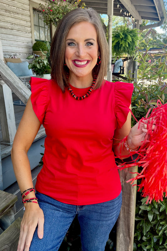 Flutter Sleeve Top | Red