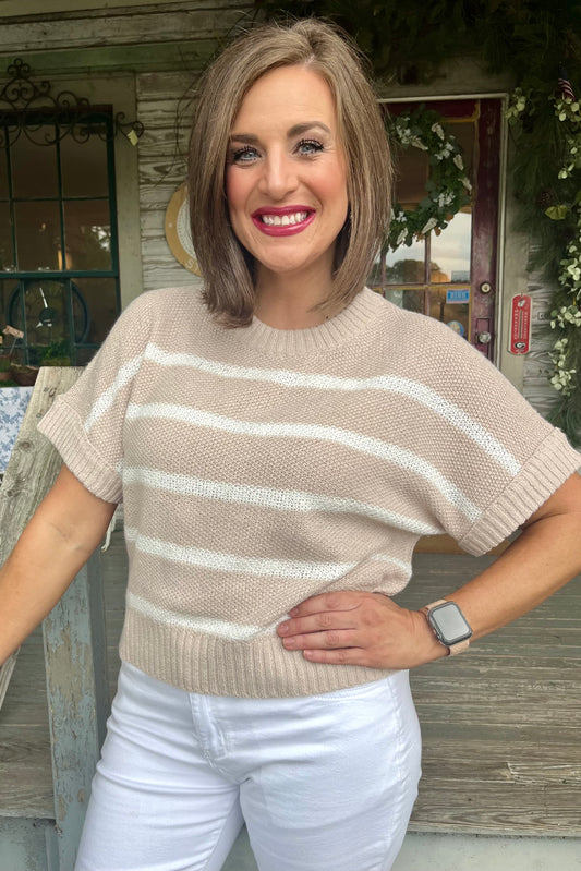 Striped Knit Top | Khaki