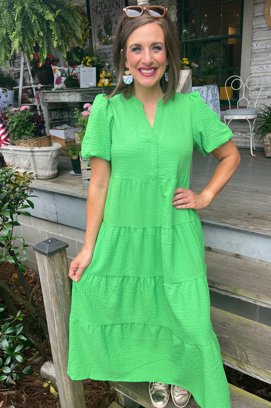 Mary Square - Kinsley Seersucker Dress | Green