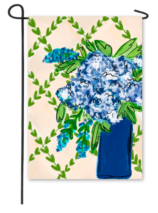 Blue Floral with Greenery Garden Flag