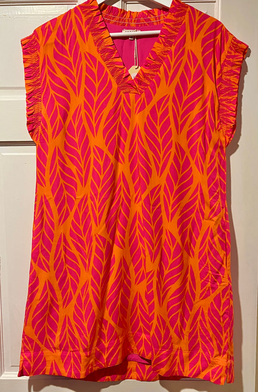 SALE Hot Pink + Orange Palm Dress