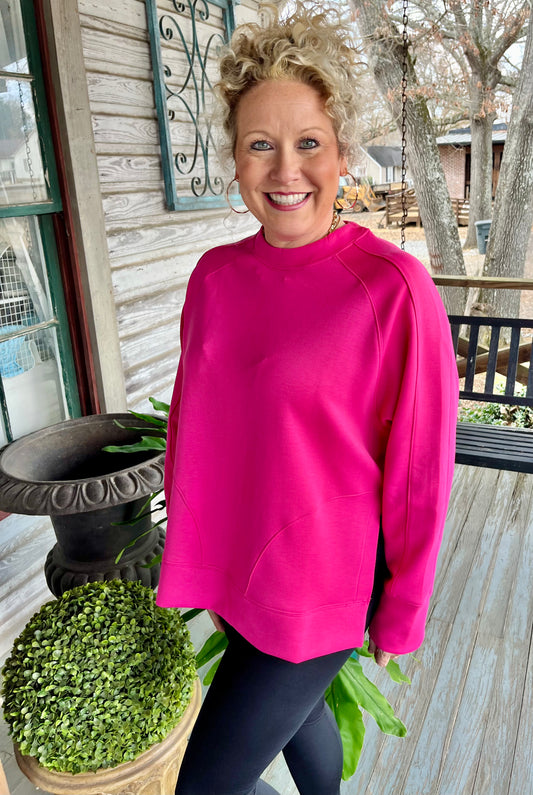 Sadie Scuba Pullover (Hot Pink)