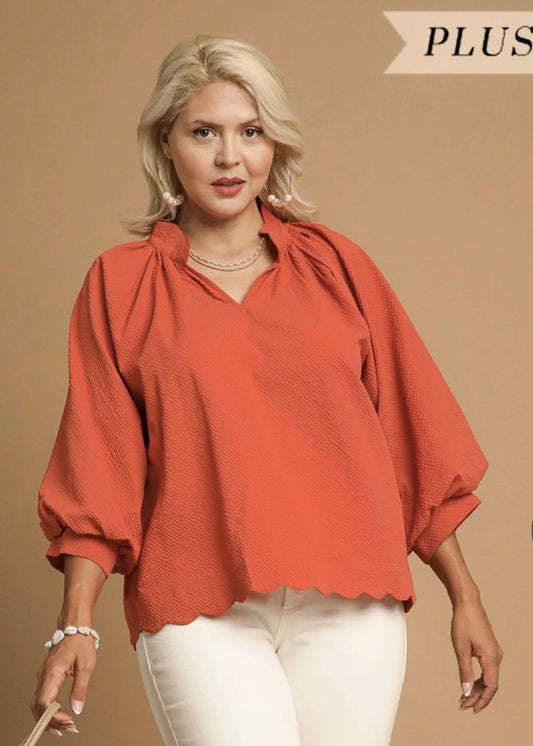 Plus Brooke Scallop Hem Top
