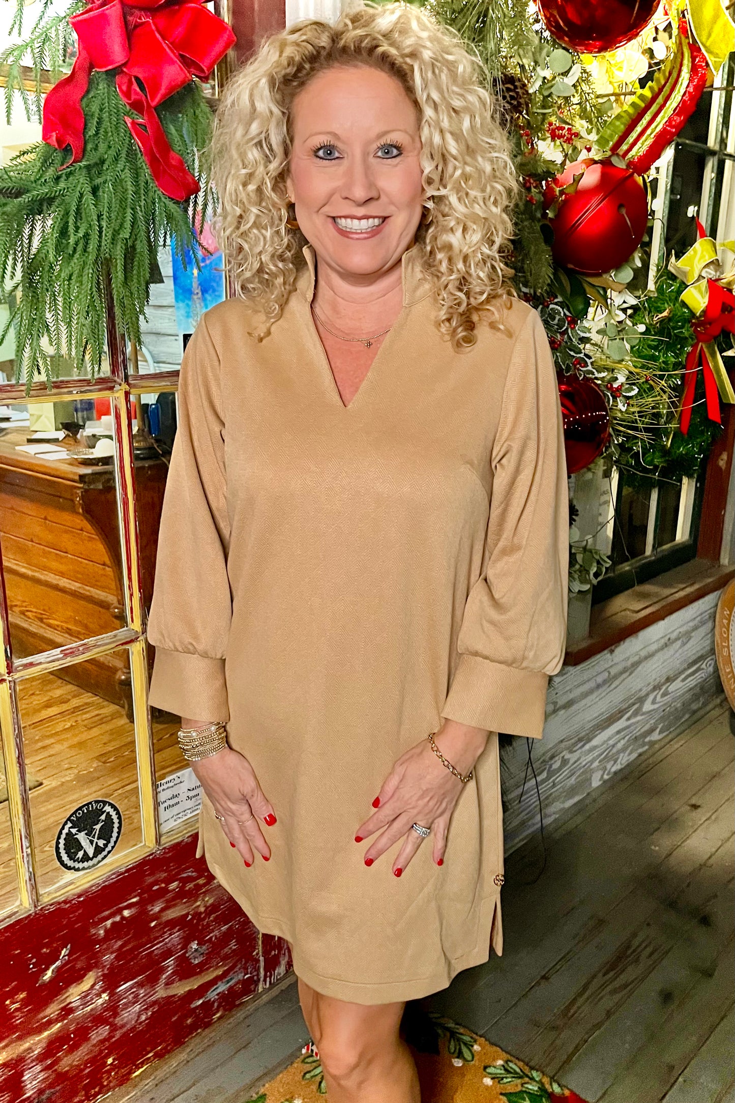 Mary Square Hadley Dress | Latte