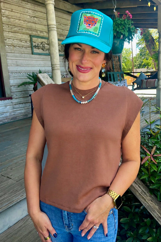 Mocha Cap Sleeve Top