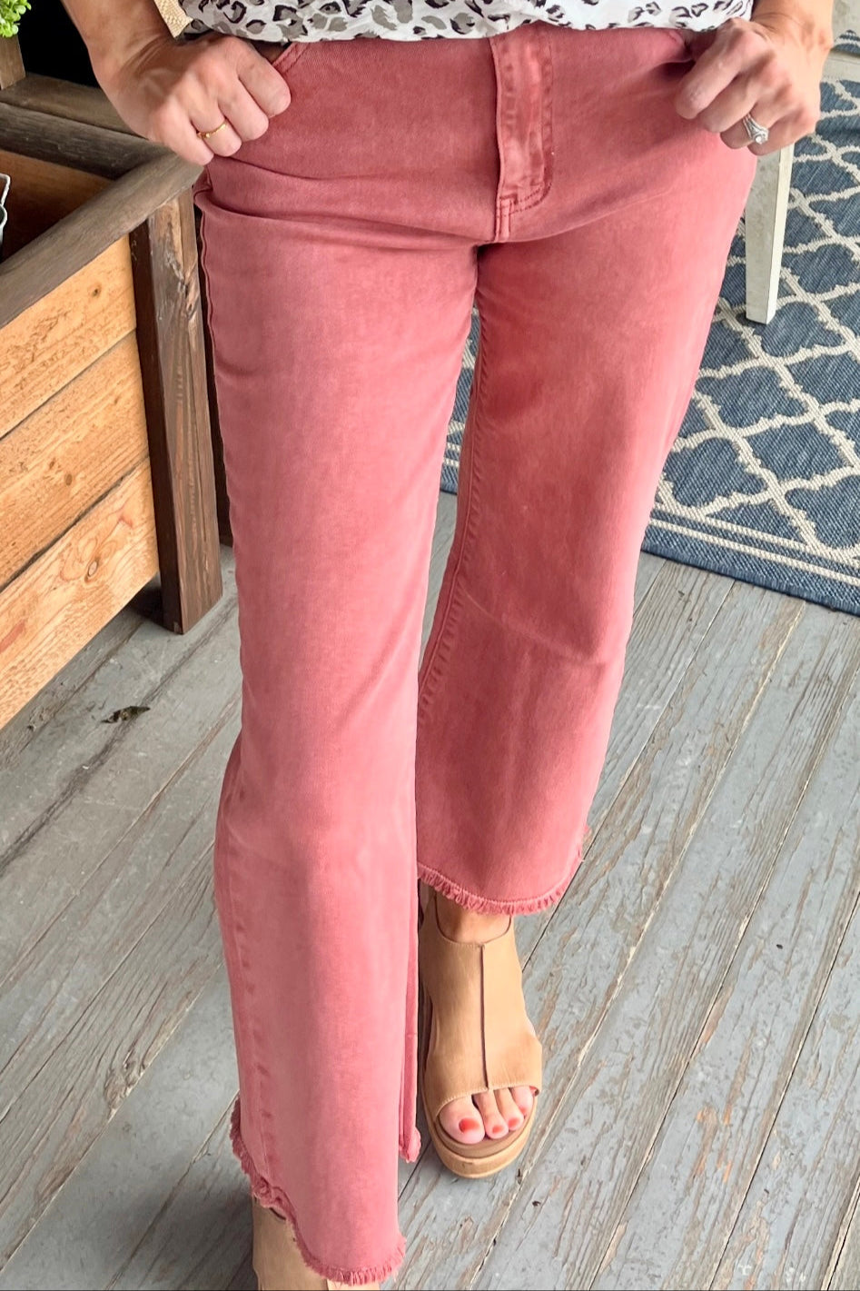 Zenana High Waist Cropped Bootcut | Cabernet