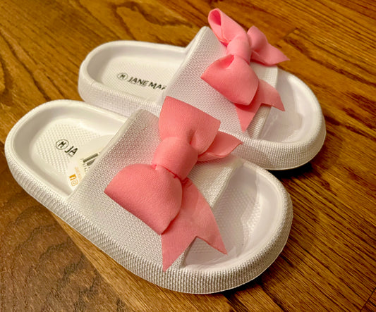SALE Jane Marie White and Pink Eloise Bow Slide