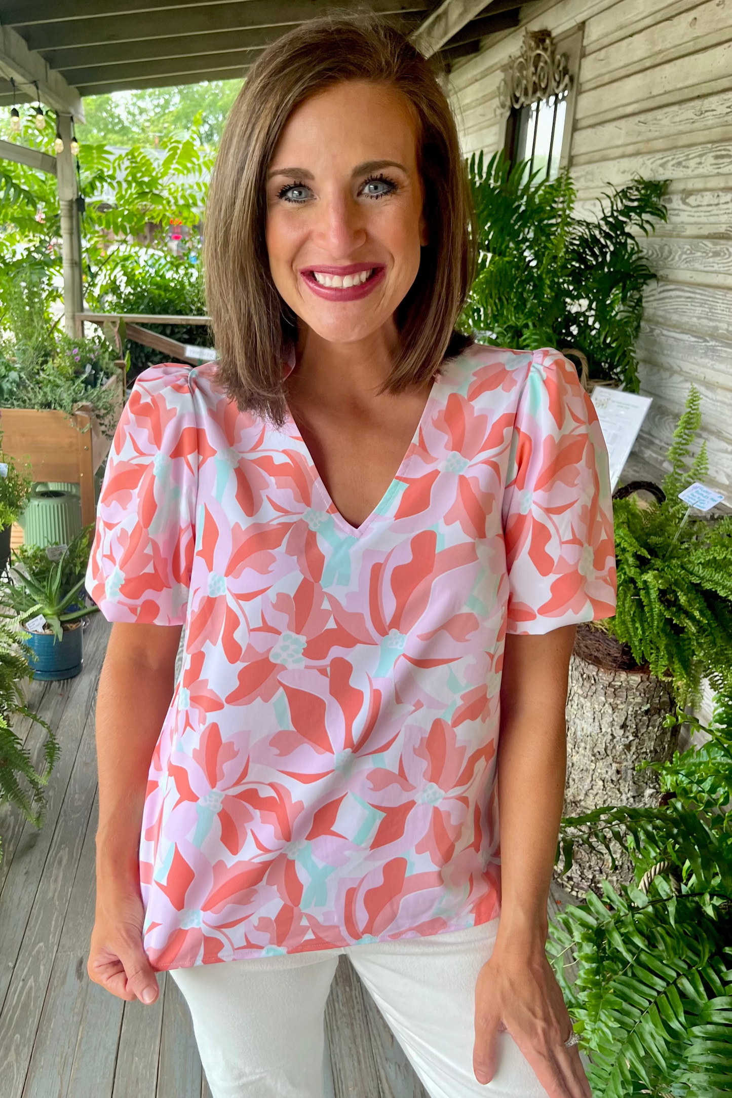 SALE Kenzie Top | Botanical Bliss White