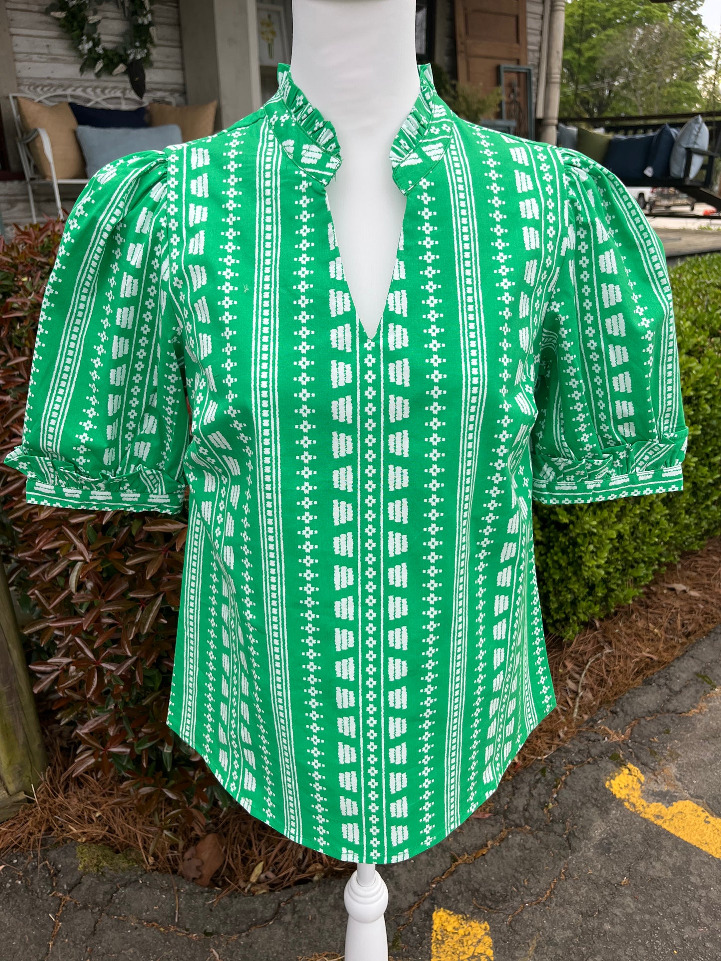 SALE Mary Square Colette Top | Heritage Stitch Green
