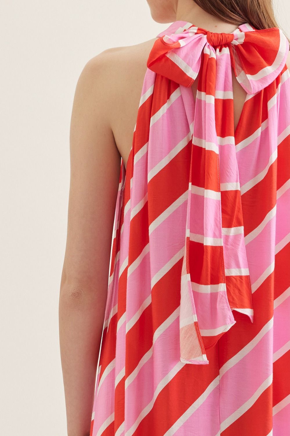 Stripe Bow Midi Dress