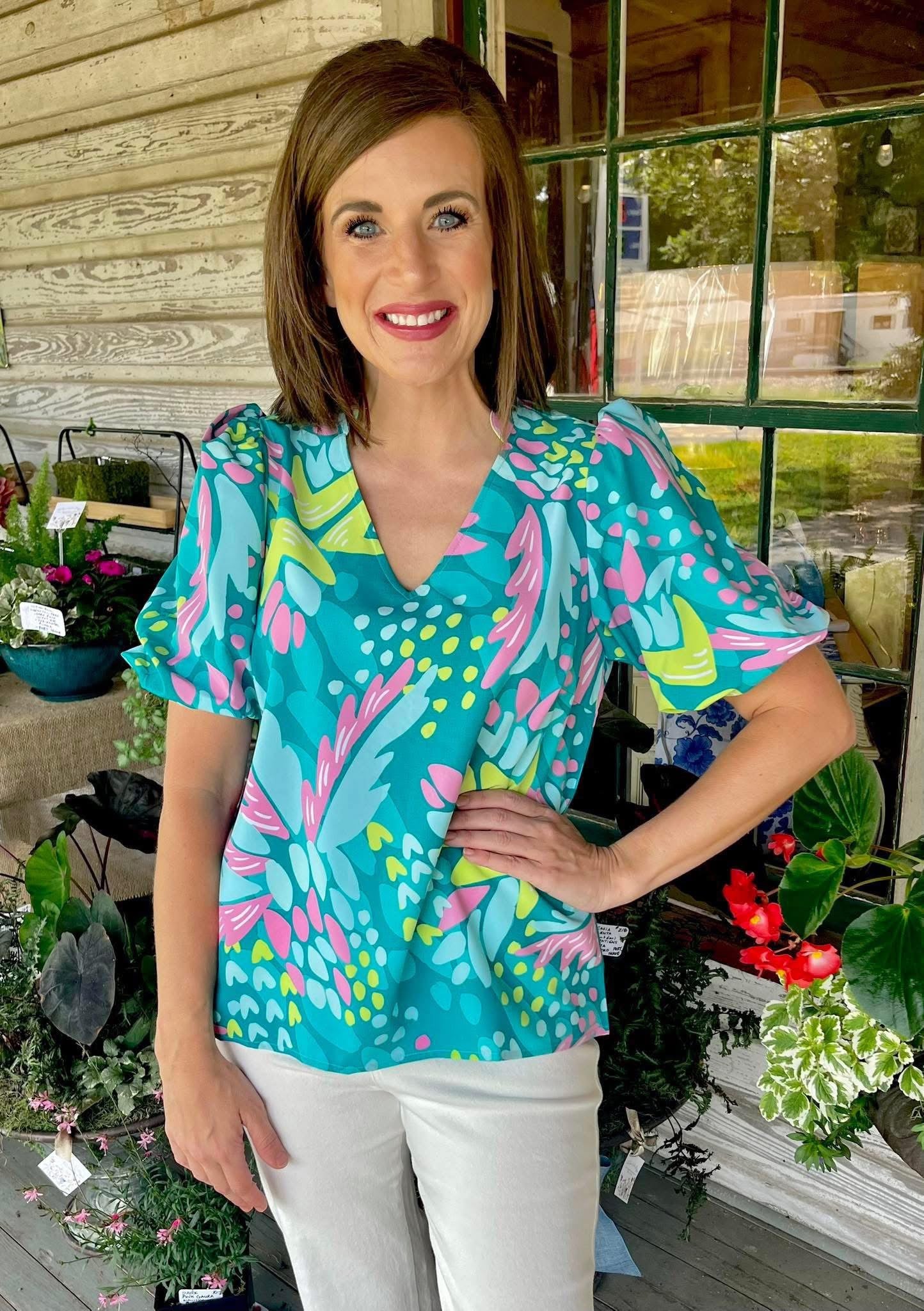 SALE! Kenzie Top | Aloha Green