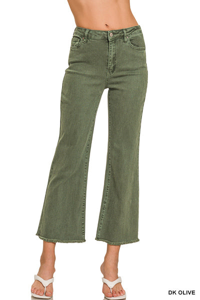 Zenana High Waist Cropped Bootcut | Olive