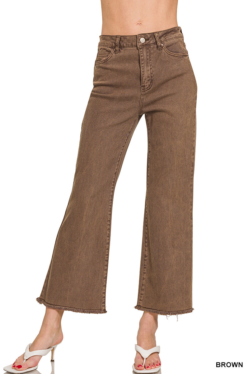 Zenana High Waist Cropped Bootcut | Brown