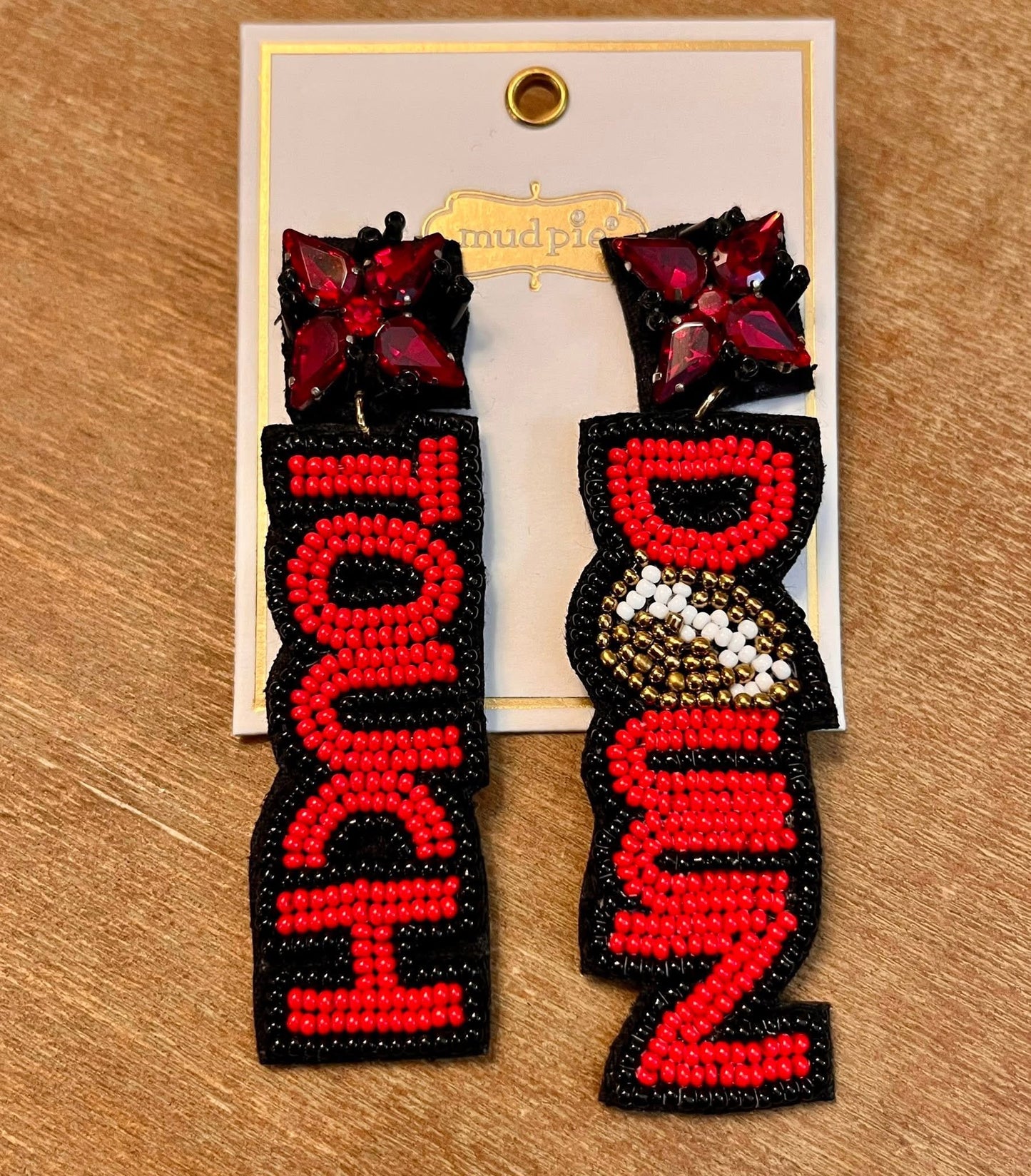 SALE Red + Black Touchdown Earrings