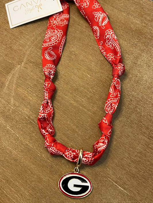 Canvas UGA Scarf Necklace