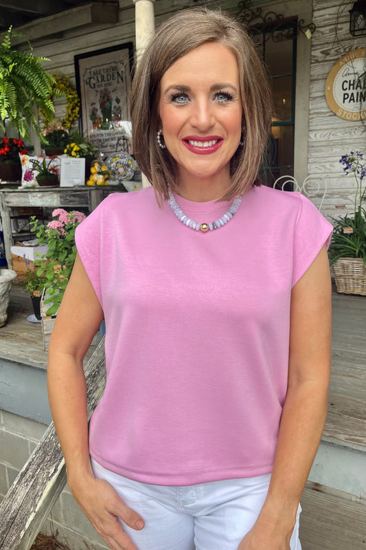 SALE Light Pink Cap Sleeve Top
