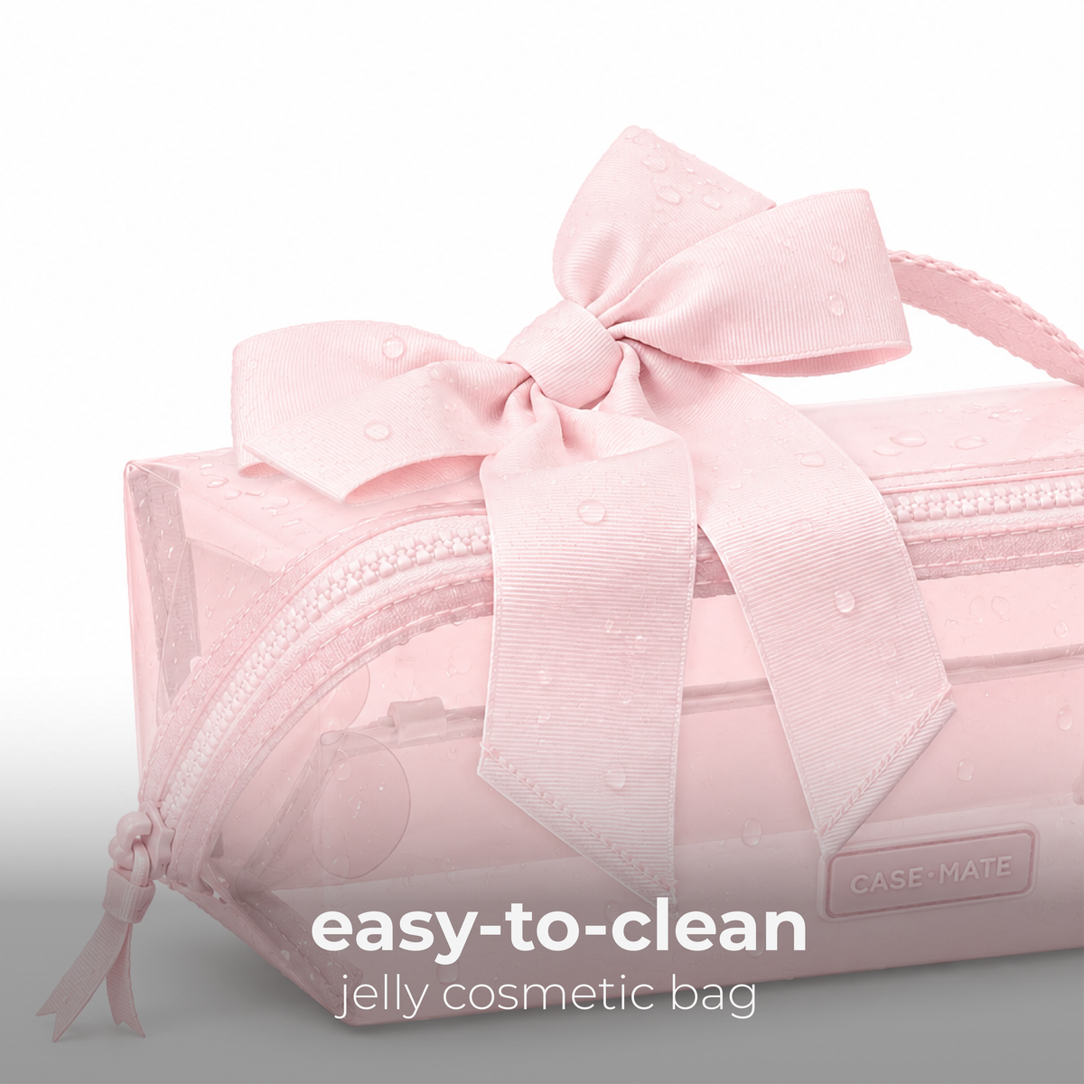 Case-Mate - Jelly Cosmetic Bag – Ballet Pink Bow Lay-Flat Makeup Bag