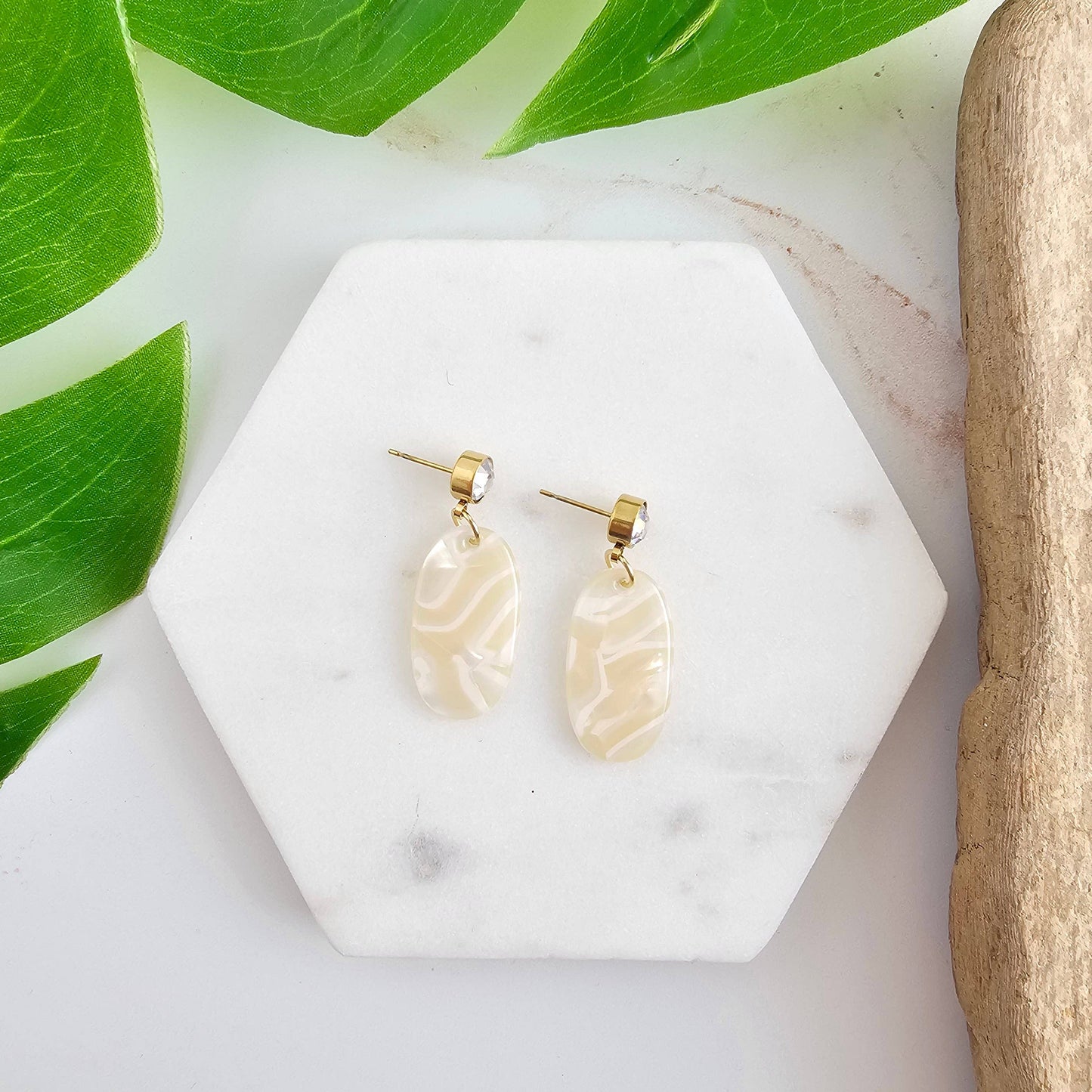 Spiffy & Splendid - Lucy Earrings - Ivory // Spring Summer Neutral Jewelry