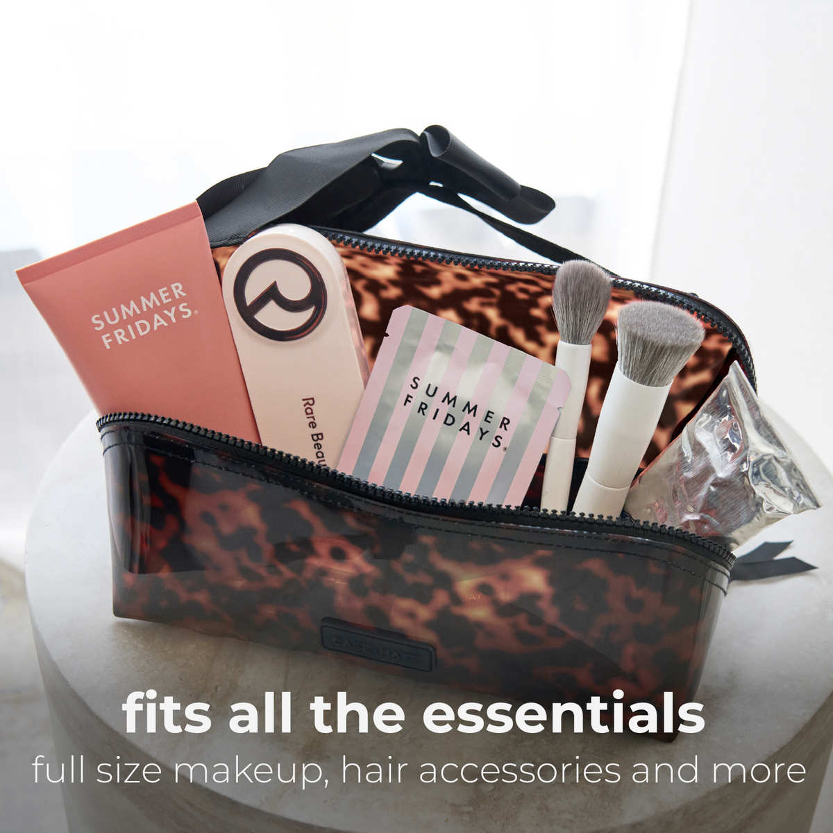 Case-Mate - Jelly Cosmetic Bag – Tortoiseshell Lay-Flat Makeup Bag