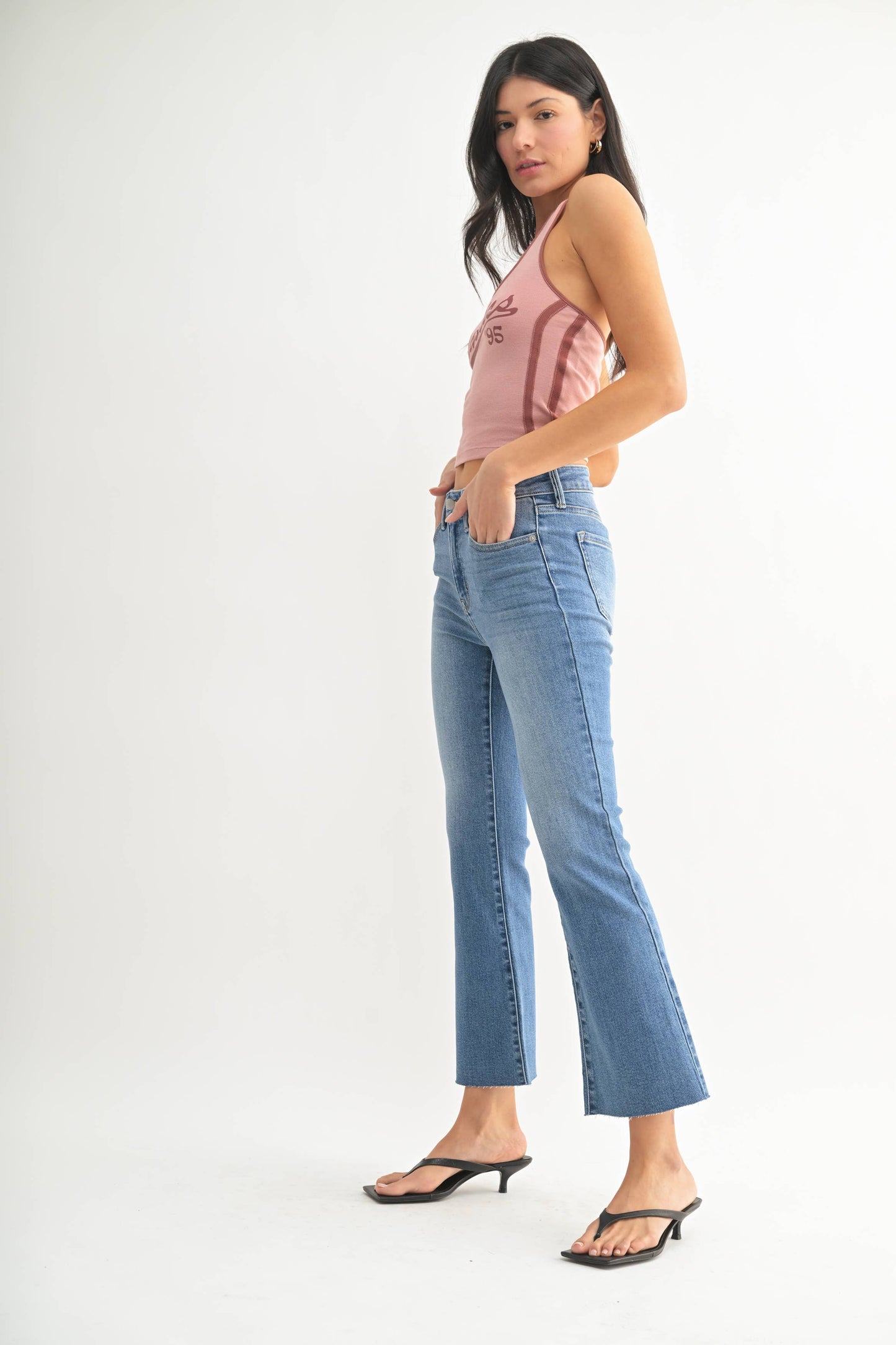 Just USA Jeans Mid Rise Cropped Flare Jean | Medium