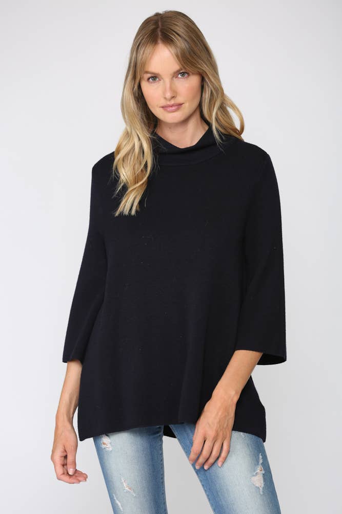 FATE - MOCK NECK PULL OVER SWEATER/BELL SLEEVE VA-35: Beige / L