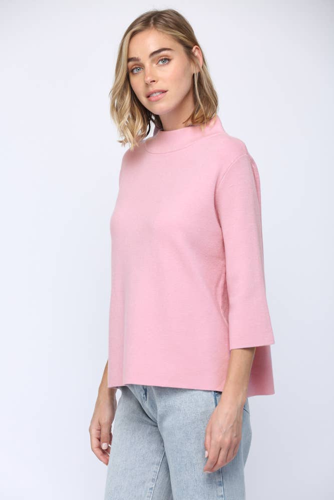 FATE - MOCK NECK PULL OVER SWEATER/BELL SLEEVE VA-35: Beige / L